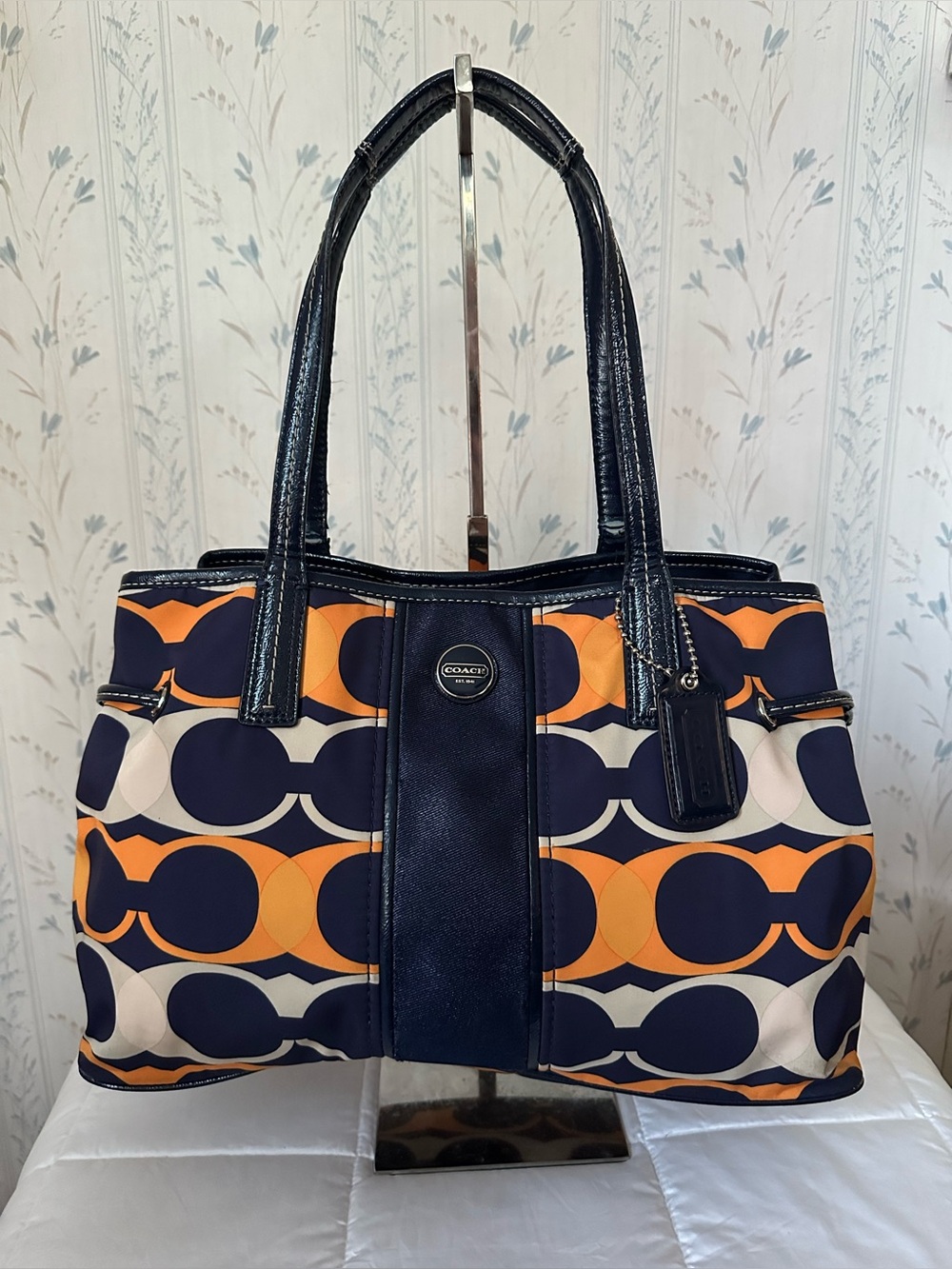 Coach Signature Stripe Linear Carryall Satchel